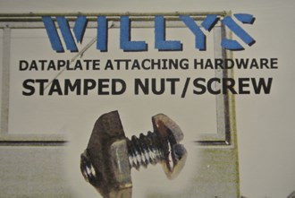 GLOVE COMPARTMENT ID PLATES SCREWS/NUTS