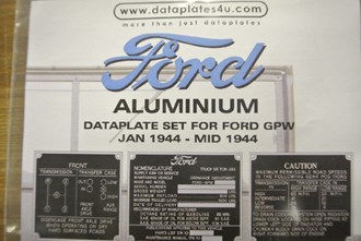 DATAPLATE SET FOR FORD GPW JAN 1944 - MID 1944