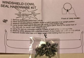 WINSHIELD RUBBER SEAL FRAME TO COWL HARDWARE KIT