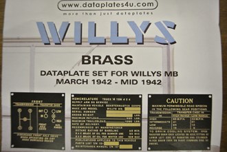 DATAPLATE SET FOR WILLYS MB SLAT AND MB
