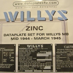 DATAPLATE SET FOR WILLYS MB MARCH 1945 - END OF PRODUCTION
